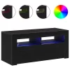 TV szekrény LED -es lámpákkal Fekete 90 x 35 x 40 cm Faanyag