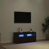TV szekrény LED -es lámpákkal Fekete 90 x 35 x 40 cm Faanyag