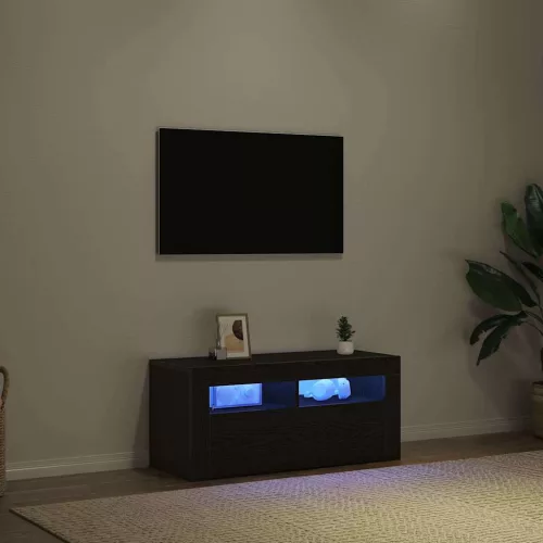 TV szekrény LED -es lámpákkal Fekete 90 x 35 x 40 cm Faanyag