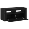 TV szekrény LED -es lámpákkal Fekete 90 x 35 x 40 cm Faanyag