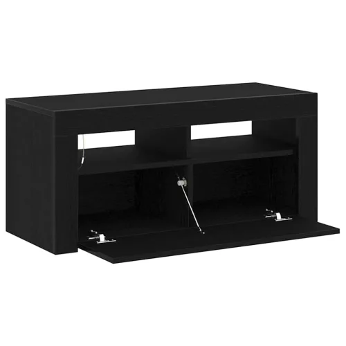 TV szekrény LED -es lámpákkal Fekete 90 x 35 x 40 cm Faanyag