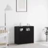 Széf LED -es lámpákkal Fekete 80 x 35 x 75 cm Faanyag
