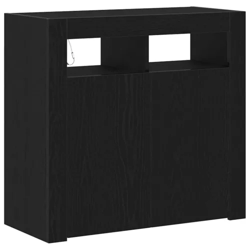 Széf LED -es lámpákkal Fekete 80 x 35 x 75 cm Faanyag
