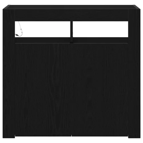 Széf LED -es lámpákkal Fekete 80 x 35 x 75 cm Faanyag