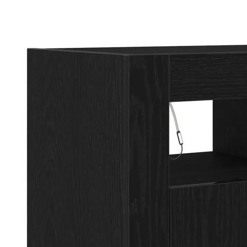 Széf LED -es lámpákkal Fekete 80 x 35 x 75 cm Faanyag