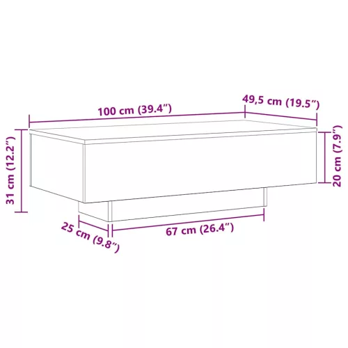 Dohányzóasztal Musta tammi 100 x 49.5 x 31 cm Faanyag