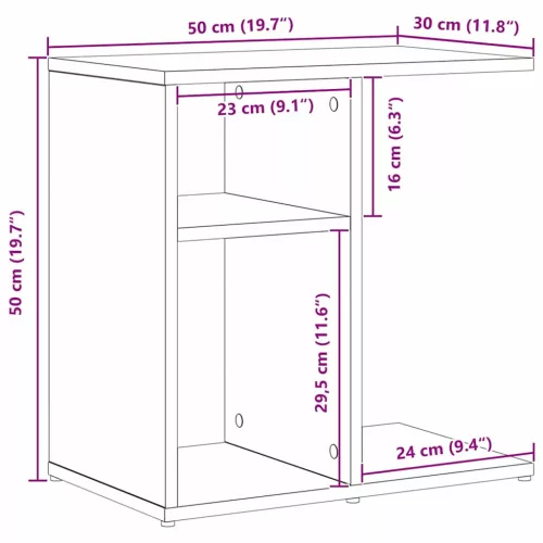 Oldal asztal Musta tammi 50 x 30 x 50 cm Faanyag