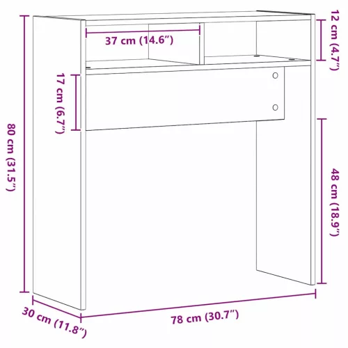 Konzolasztal Musta tammi 78 x 30 x 80 cm Faanyag