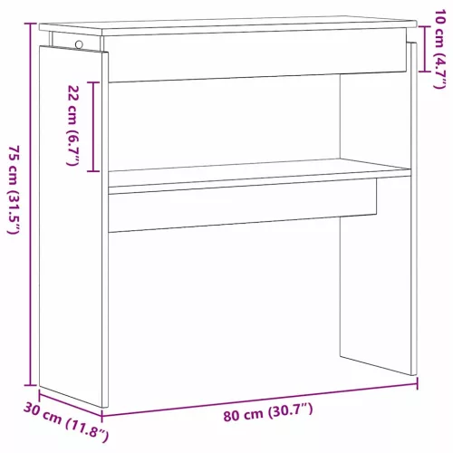 Konzolasztal Musta tammi 80 x 30 x 80 cm Faanyag