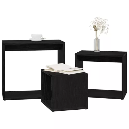 Fészekasztal Egyéb 3 pcs Fekete tölgy 55 x 30 x 50 cm Faanyag