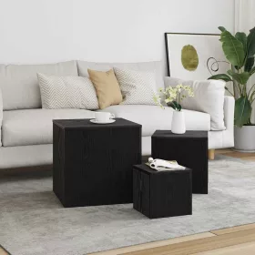 Fészekasztal 3 pcs Musta tammi 45 x 45 x 45 cm Faanyag