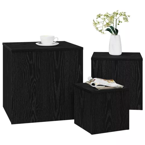 Fészekasztal 3 pcs Musta tammi 45 x 45 x 45 cm Faanyag