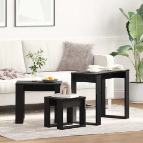 Fészekasztal 3 pcs Musta tammi 61 x 28 x 47 cm Faanyag