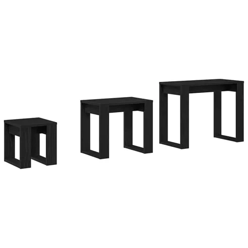 Fészekasztal 3 pcs Musta tammi 61 x 28 x 47 cm Faanyag