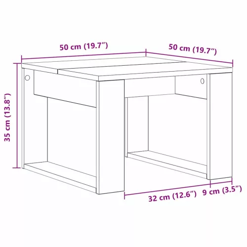 Dohányzóasztal Musta tammi 50 x 50 x 35 cm Faanyag