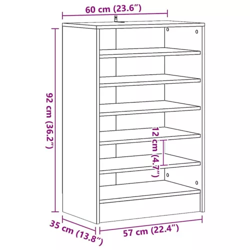 Cipősszekrény polcokkal Musta tammi 60 x 35 x 92 cm Faanyag