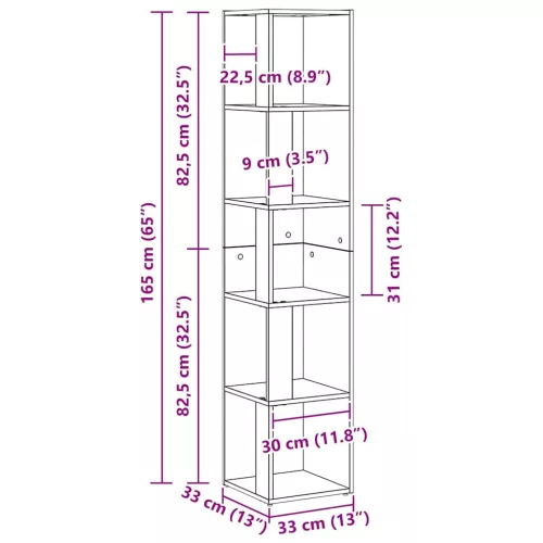 Sarokpolcok Musta tammi 33 x 33 x 164.5 cm Faanyag