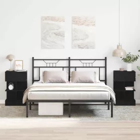 Éjjeliszekrény 2 pcs Musta tammi 40 x 35 x 65 cm Faanyag