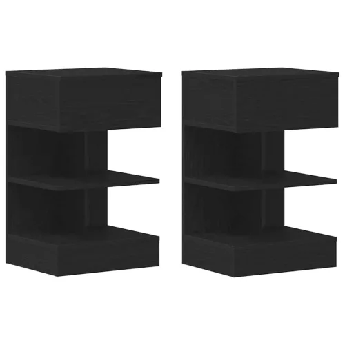 Éjjeliszekrény 2 pcs Musta tammi 40 x 35 x 65 cm Faanyag