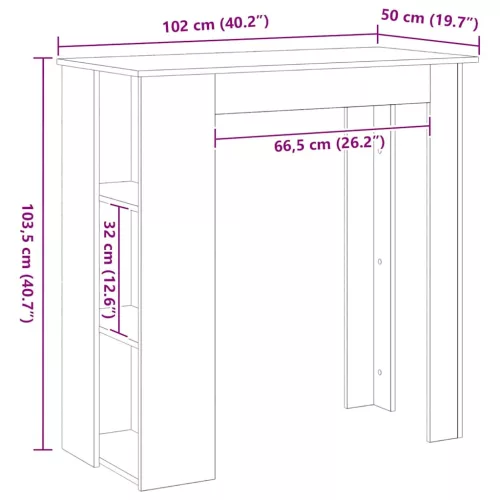 Bárasztal polcokkal Musta tammi 102 x 50 x 103.5 cm Faanyag