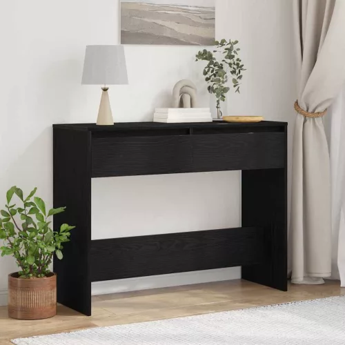 Konzolasztal fiókkal Musta tammi 100 x 35 x 76.5 cm Faanyag