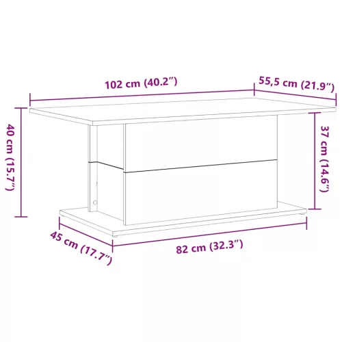 Dohányzóasztal Musta tammi 102 x 55.5 x 40 cm Faanyag