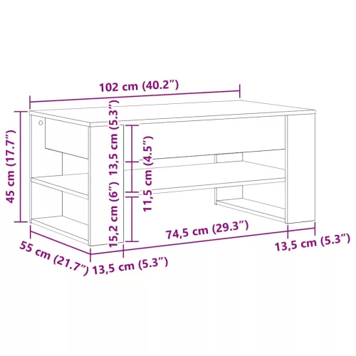 Dohányzóasztal Régi fa 102 x 55 x 45 cm Faanyag