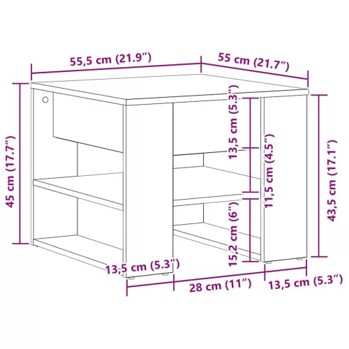 Dohányzóasztal Musta tammi 55.5 x 55 x 45 cm Faanyag