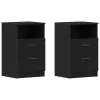 Éjjeliszekrény 2 pcs Musta tammi 40 x 35 x 65 cm Faanyag