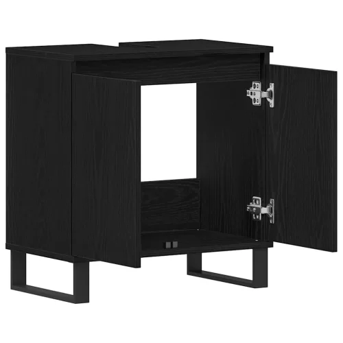 Mosdószekrény tárolóval Fekete tölgy 58 x 33 x 60 cm Faanyag