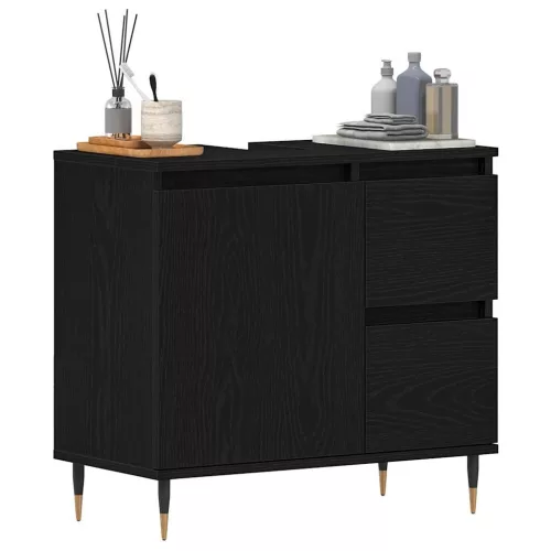 Fürdőszoba Székény fiókkal Musta tammi 65 x 33 x 60 cm Faanyag