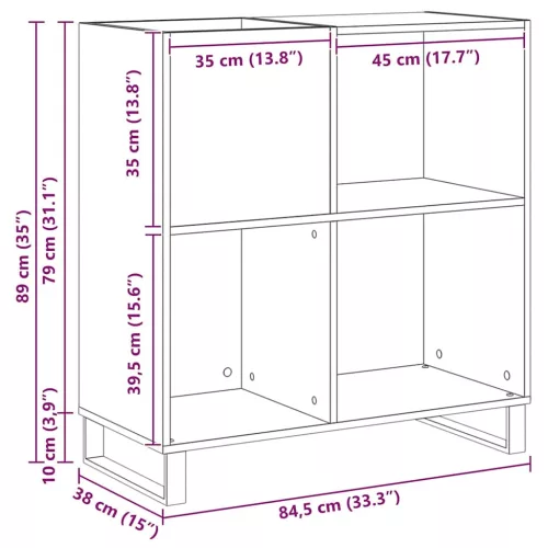 Hanglemez szekrény Musta tammi 85 x 38 x 89 cm Faanyag