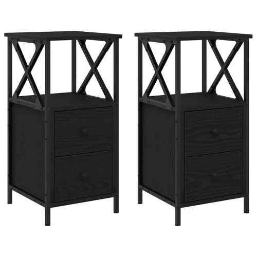 Éjjeli Szekrény fiókkal 2 pcs Musta tammi 34 x 35.5 x 70 cm