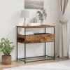 Konzolasztal fiókkal Öreg fa 75 x 40 x 75 cm Mérnöki fa és fém