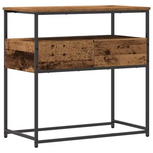 Konzolasztal fiókkal Öreg fa 75 x 40 x 75 cm Mérnöki fa és fém