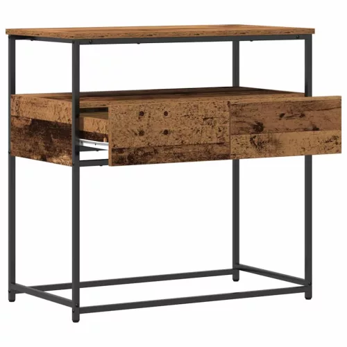 Konzolasztal fiókkal Öreg fa 75 x 40 x 75 cm Mérnöki fa és fém