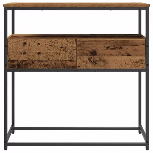 Konzolasztal fiókkal Öreg fa 75 x 40 x 75 cm Mérnöki fa és fém