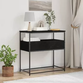   Konzolasztal Musta tammi 75 x 40 x 75 cm Mérnöki fa és fém