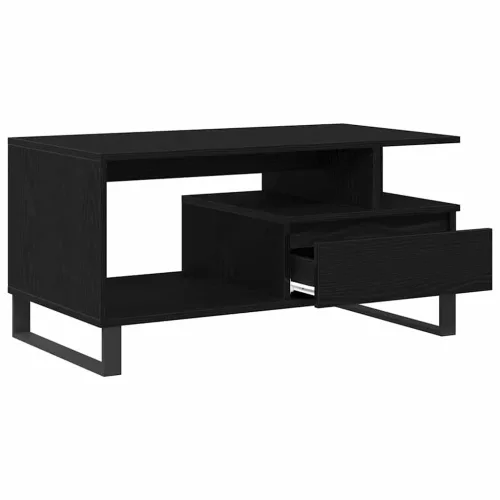Dohányzóasztal with Drawer Musta tammi 90 x 49 x 45 cm Faanyag