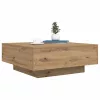 Dohányzóasztal kézműves tölgy 80 x 80 x 31 cm Faanyag