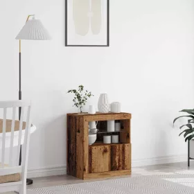 Széf LED -es lámpákkal Barna 60.5 x 37 x 67 cm Faanyag