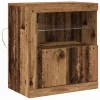 Széf LED -es lámpákkal Barna 60.5 x 37 x 67 cm Faanyag
