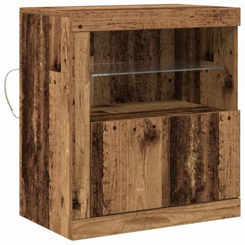 Széf LED -es lámpákkal Barna 60.5 x 37 x 67 cm Faanyag