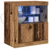 Széf LED -es lámpákkal Barna 60.5 x 37 x 67 cm Faanyag