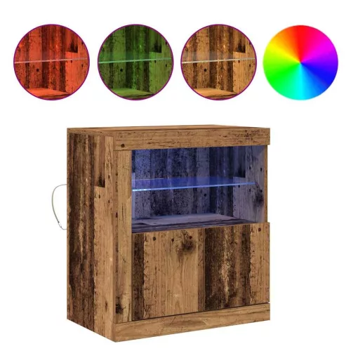 Széf LED -es lámpákkal Barna 60.5 x 37 x 67 cm Faanyag