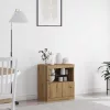 Széf LED -es lámpákkal Barna 60.5 x 37 x 67 cm Faanyag