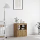 Széf LED -es lámpákkal Barna 60.5 x 37 x 67 cm Faanyag