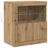 Széf LED -es lámpákkal Barna 60.5 x 37 x 67 cm Faanyag