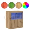 Széf LED -es lámpákkal Barna 60.5 x 37 x 67 cm Faanyag