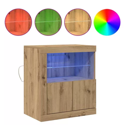 Széf LED -es lámpákkal Barna 60.5 x 37 x 67 cm Faanyag